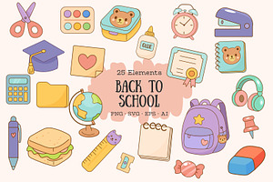 Back to School Clipart Set, an Education Illustration by Bielousova Art