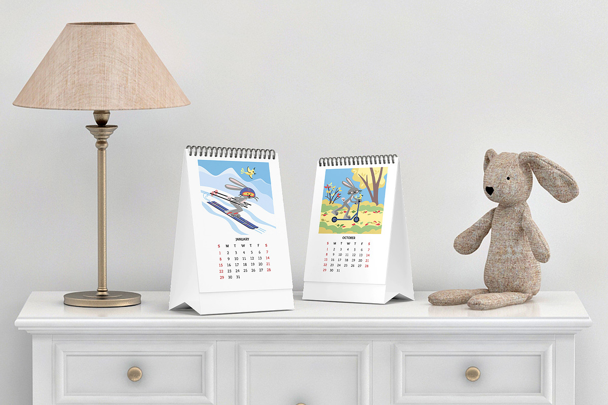 2028 Kids Calendar Rabbit & Bird, an Animal Illustration by Natali_Zhy (Photo 6 of 7)