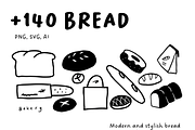 140+ Bread & Bakery Hand-Drawn Set, a Food Illustration by The Journey Atelier (Thumbnail 1 of 21)
