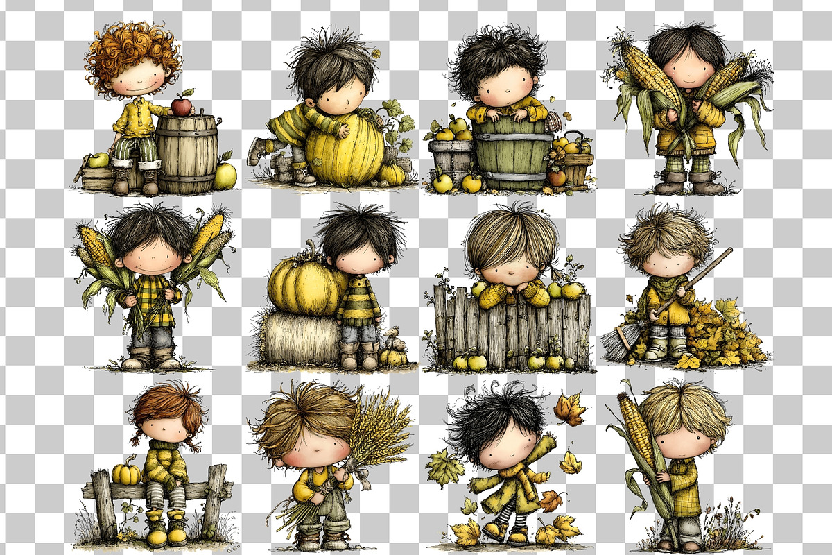 Autumn Boy Watercolor Clipart PNG, a Person Illustration by Nicolle's Colorful Art (Photo 3 of 4)
