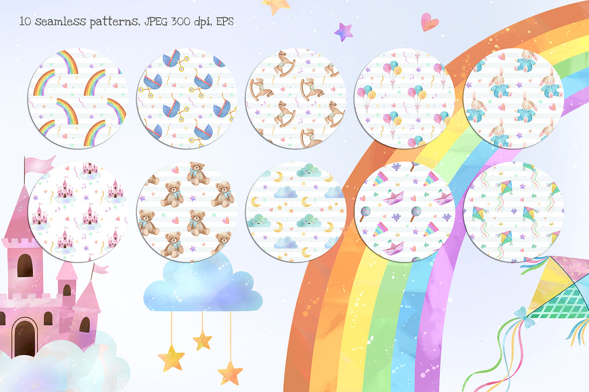 Watercolor Baby Toys Clipart, an Illustration by Hanna's ArtLab (Photo 3 of 4)