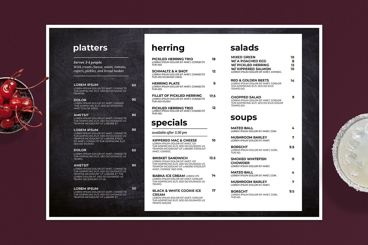 Landscape Restaurant Menu Template, a Flyer Template by BrandPacks (Photo 2 of 4)