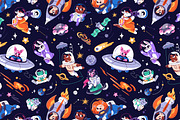 Cute animals astronauts in space set, an Animal Illustration by PaperTrident (Thumbnail 4 of 6)