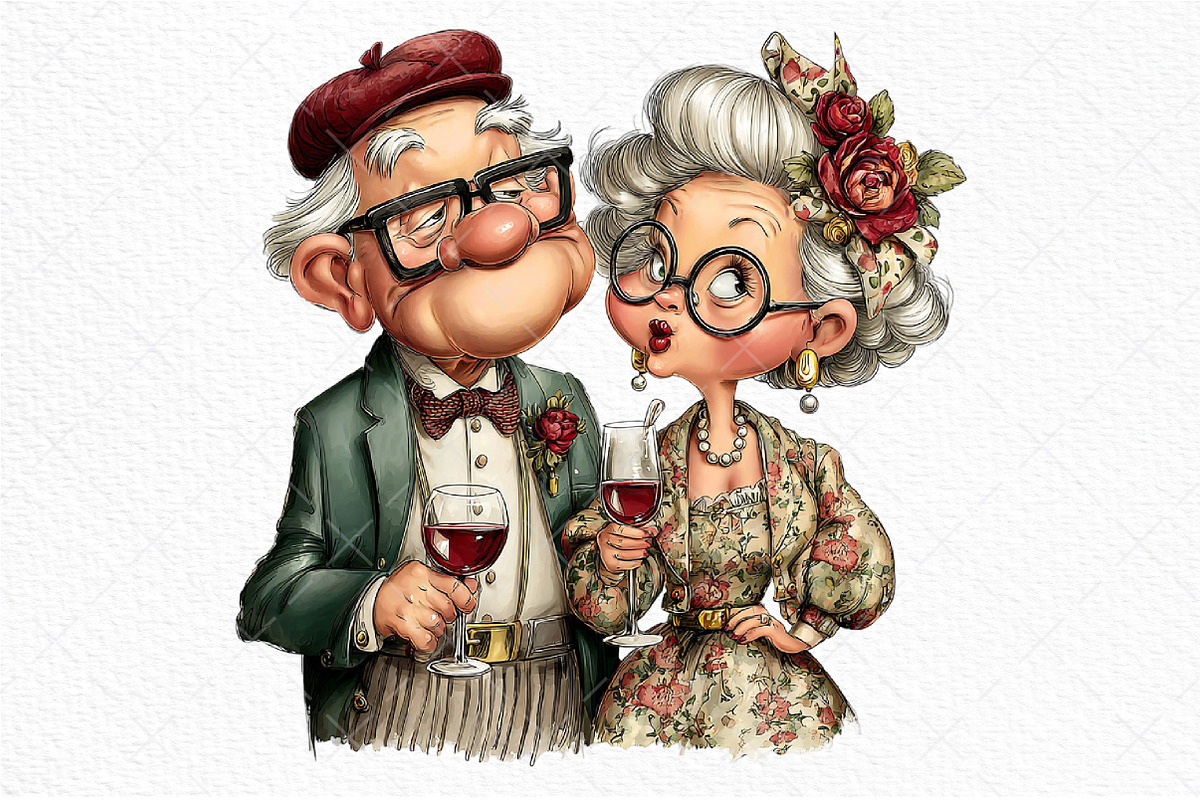 Romantic Elderly Couple Png Bundle, an Illustration by Craft Nest (Photo 10 of 11)