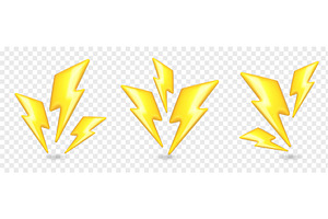 3d lightning icons. Thunder bolt, an Object Illustration by Frogella