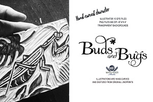 Buds And Bugs Linocuts