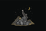 Skeleton on the Mountain, an Illustration by nomlimo.com (Thumbnail 1 of 3)