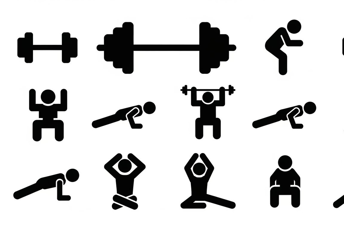 Fitness Workout Silhouette Icon Set, an Illustration by musafir_fashion (Photo 32 of 51)