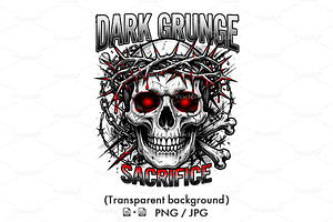 Dark skull with a bloody crown., a Decorative Illustration by yod67