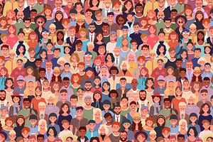 Seamless pattern group of people, a Person Illustration by Yayasya