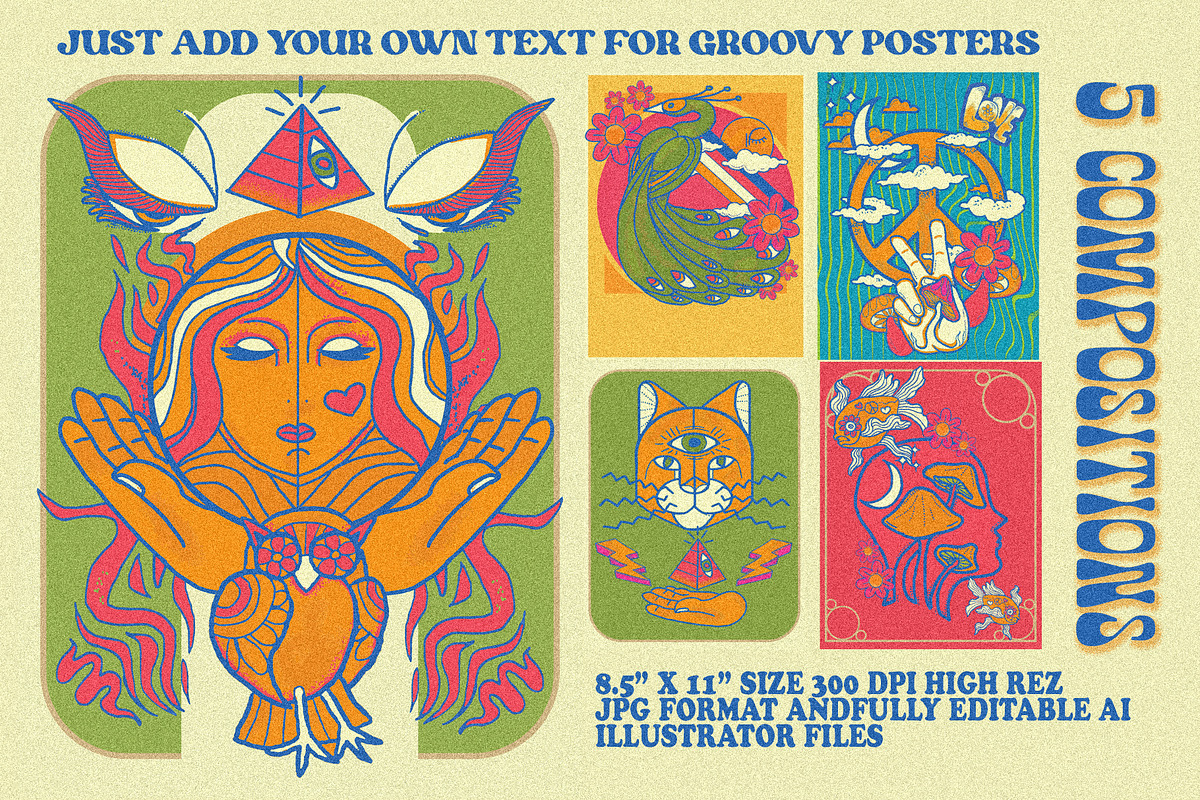 Psychedelic Mind Clipart Set, a Decorative Illustration by Phosphorus Design Co. (Photo 6 of 8)