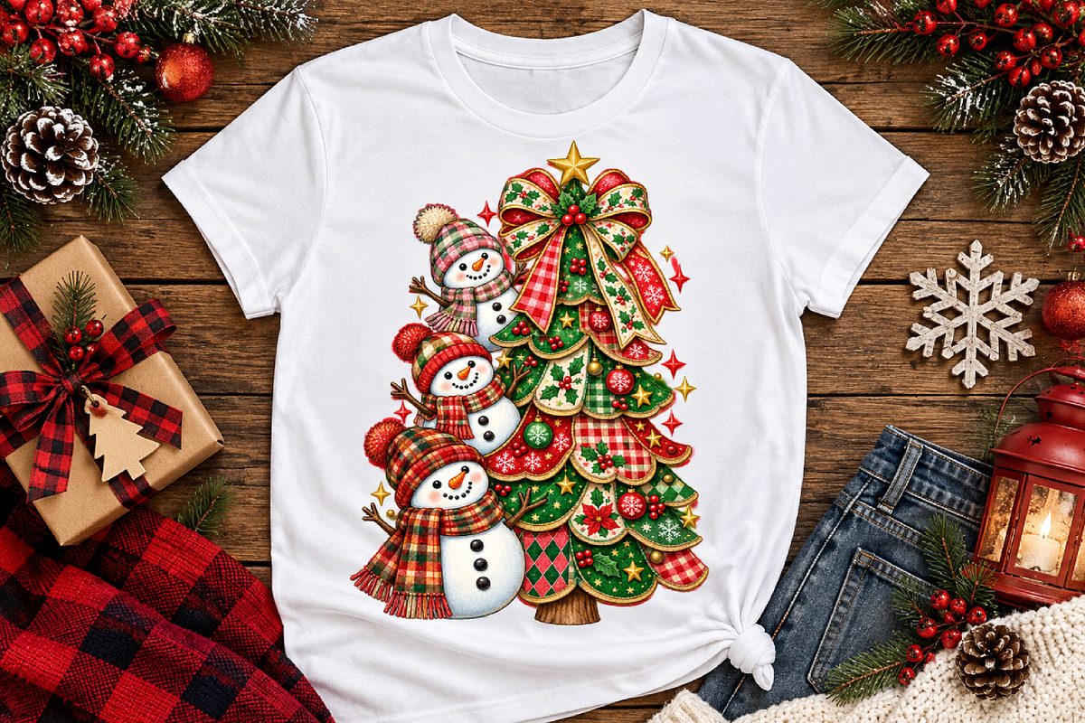 Snowman Christmas Tree Png, a Seasonal Illustration by Watercolor design (Photo 1 of 3)