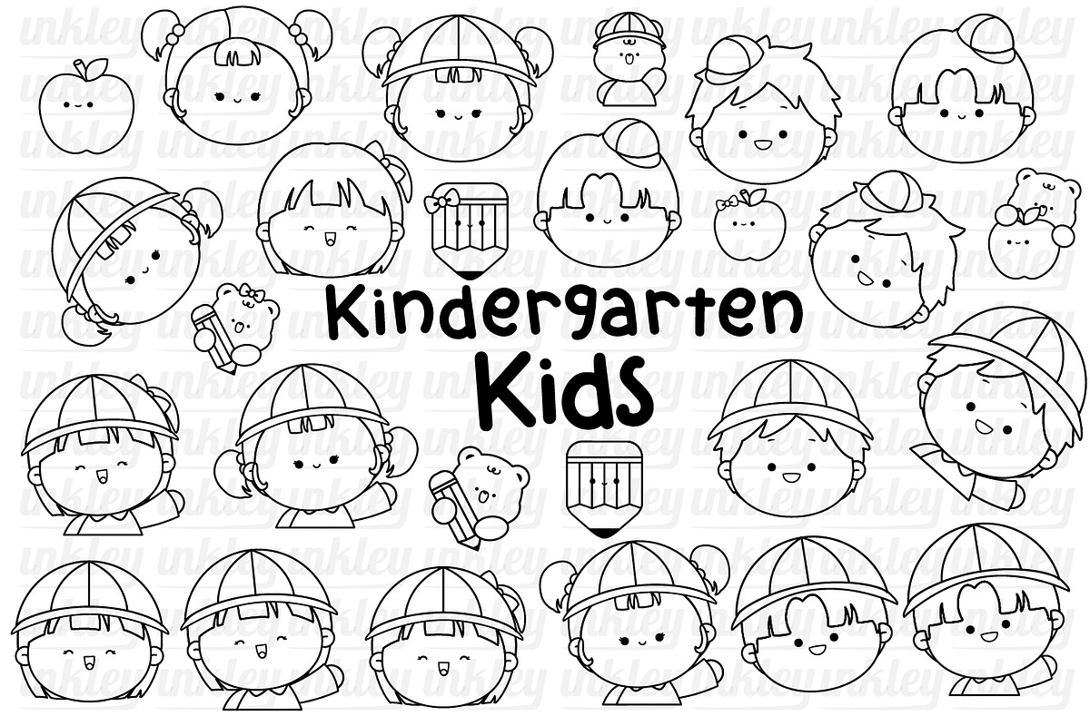 Kindergarten School Clipart Coloring, a Person Illustration by Inkley Studio