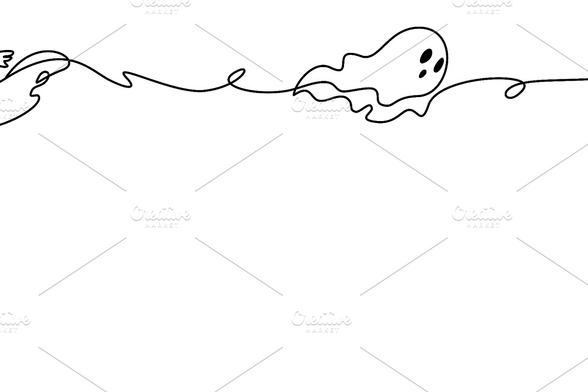 Cute Halloween ghost corner frame, a Seasonal Illustration by Valenty (Photo 2 of 3)