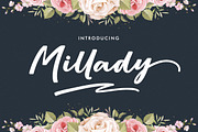 Millany Script, a Script Font by josstype (Thumbnail 1 of 7)