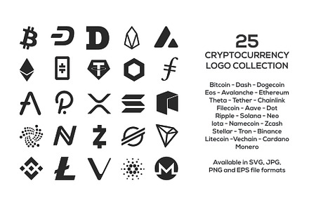 Cryptocurrency logo collection