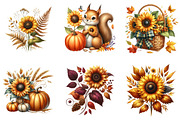 Sunflowers Autumn Clipart, an Illustration by DreamArtGraphic (Thumbnail 2 of 5)