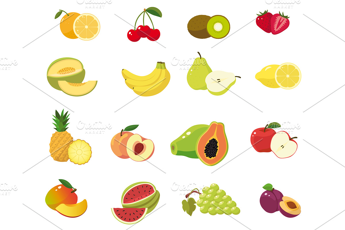 Fresh fruit collection, a Food Illustration by María Arencibia