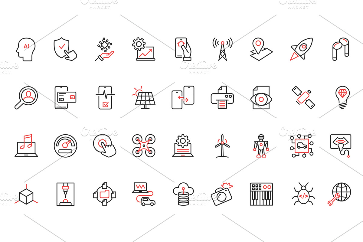 Ai machine learning icons, a Food Illustration by Lemberg Vector