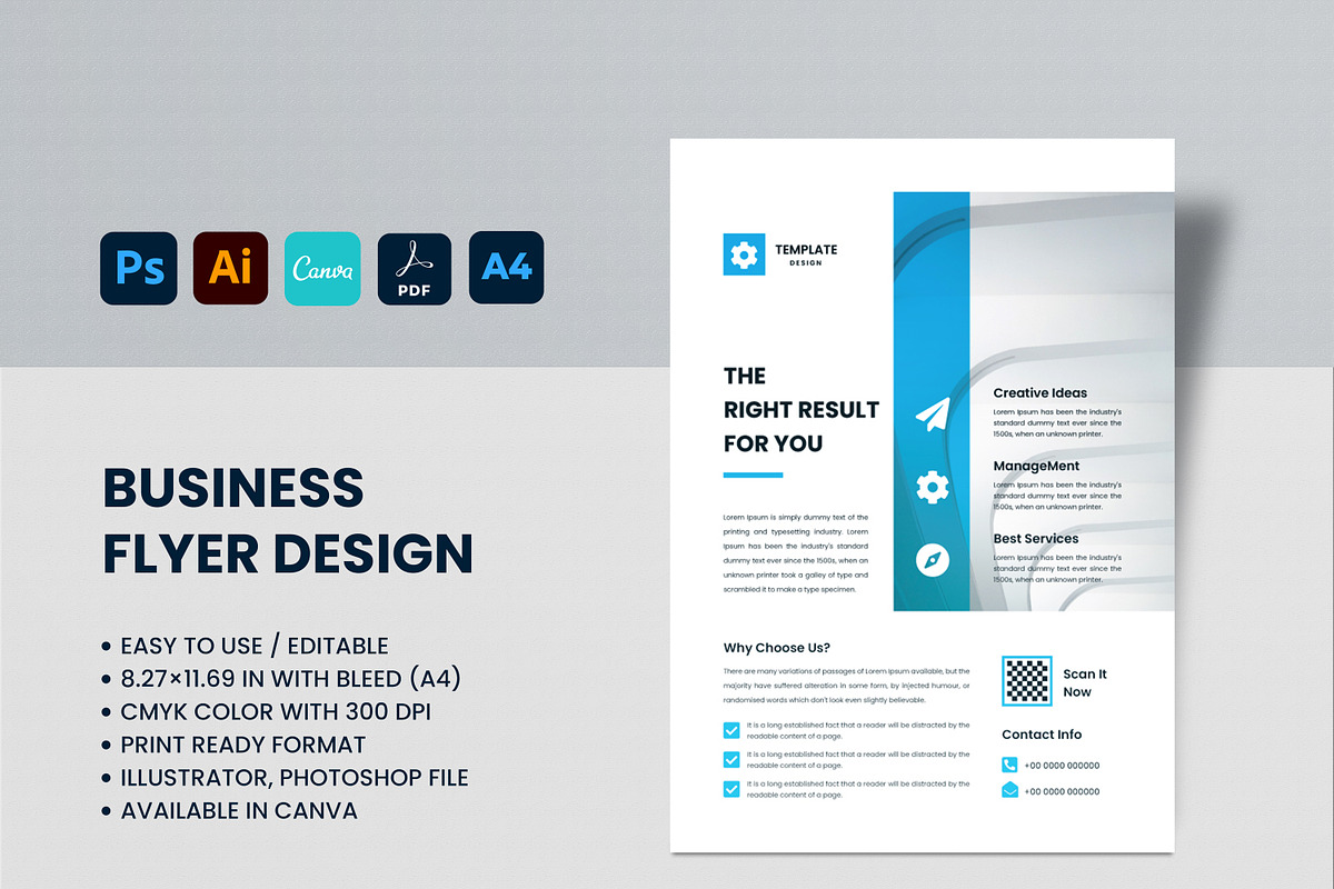 Clean Business Flyer Design Canva, a Flyer Template by mijli (Photo 1 of 5)
