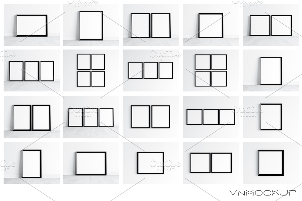 Black Frames Bundle - 20 Mockups, a Print Template by VNmockup (Photo 6 of 9)