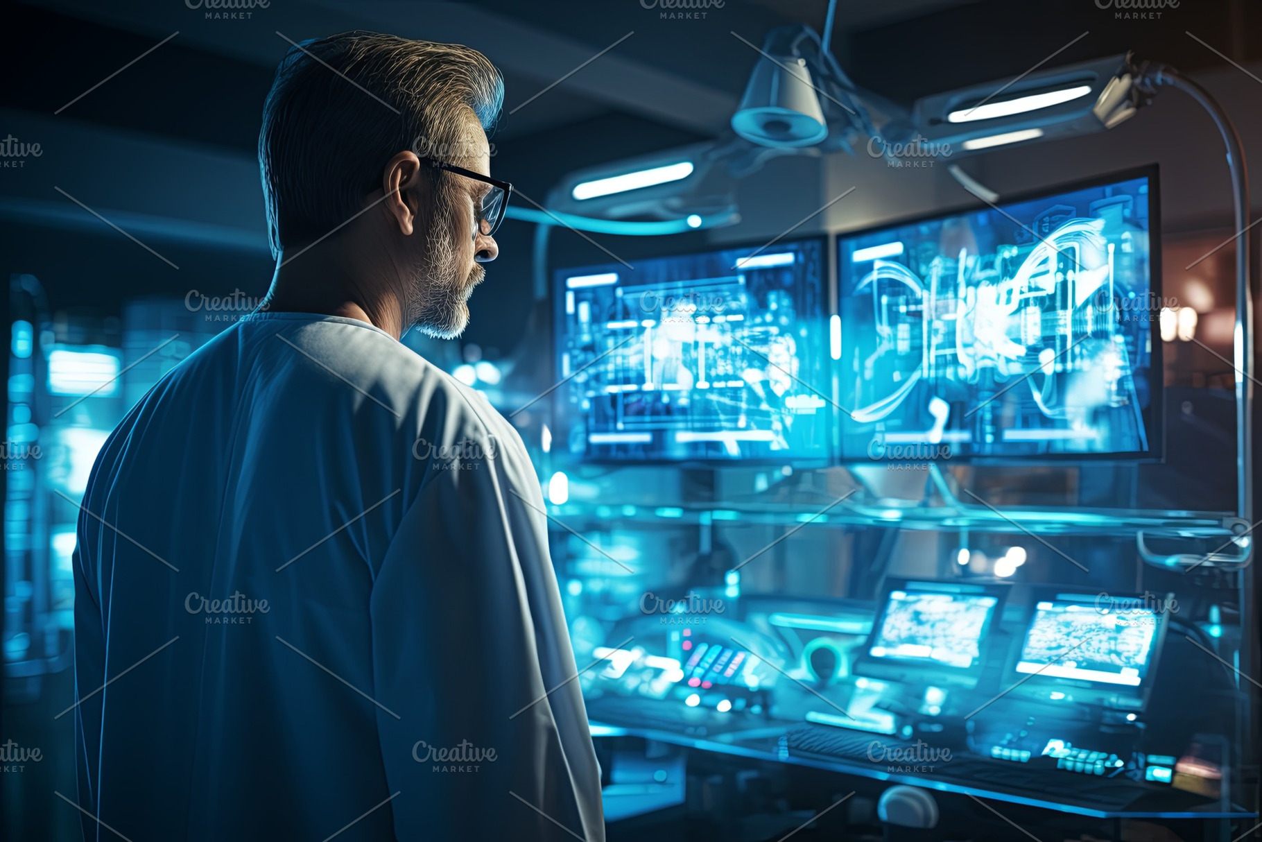Doctor using digital devices with to, an Abstract Photo by Pixeness