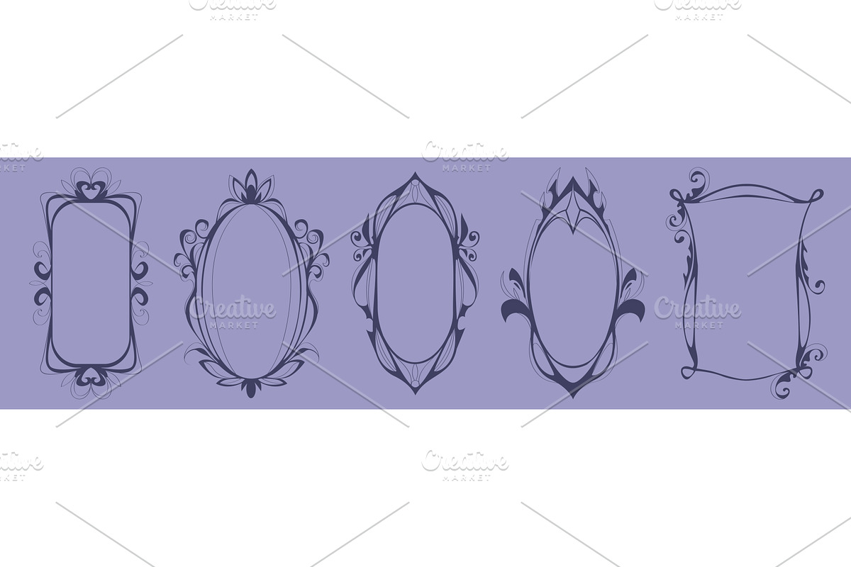 Art Nouveau floral frames isolated, an Illustration by art PVP - market