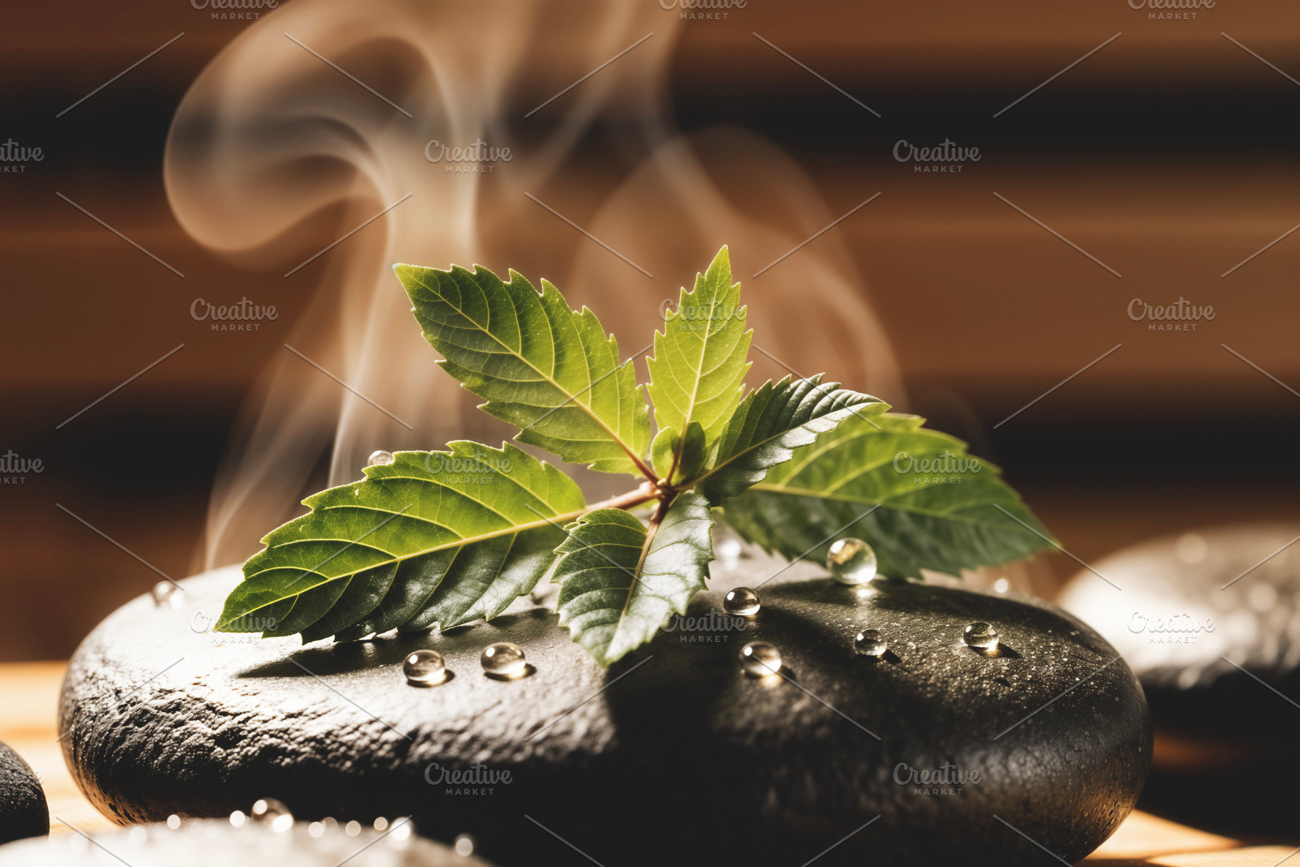 steaming spa stones, a Photo by rarrarorro