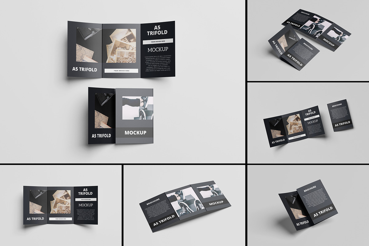A5 Trifold Brochure Mockup, a Print Template by AKMAL STUDIO (Photo 1 of 10)