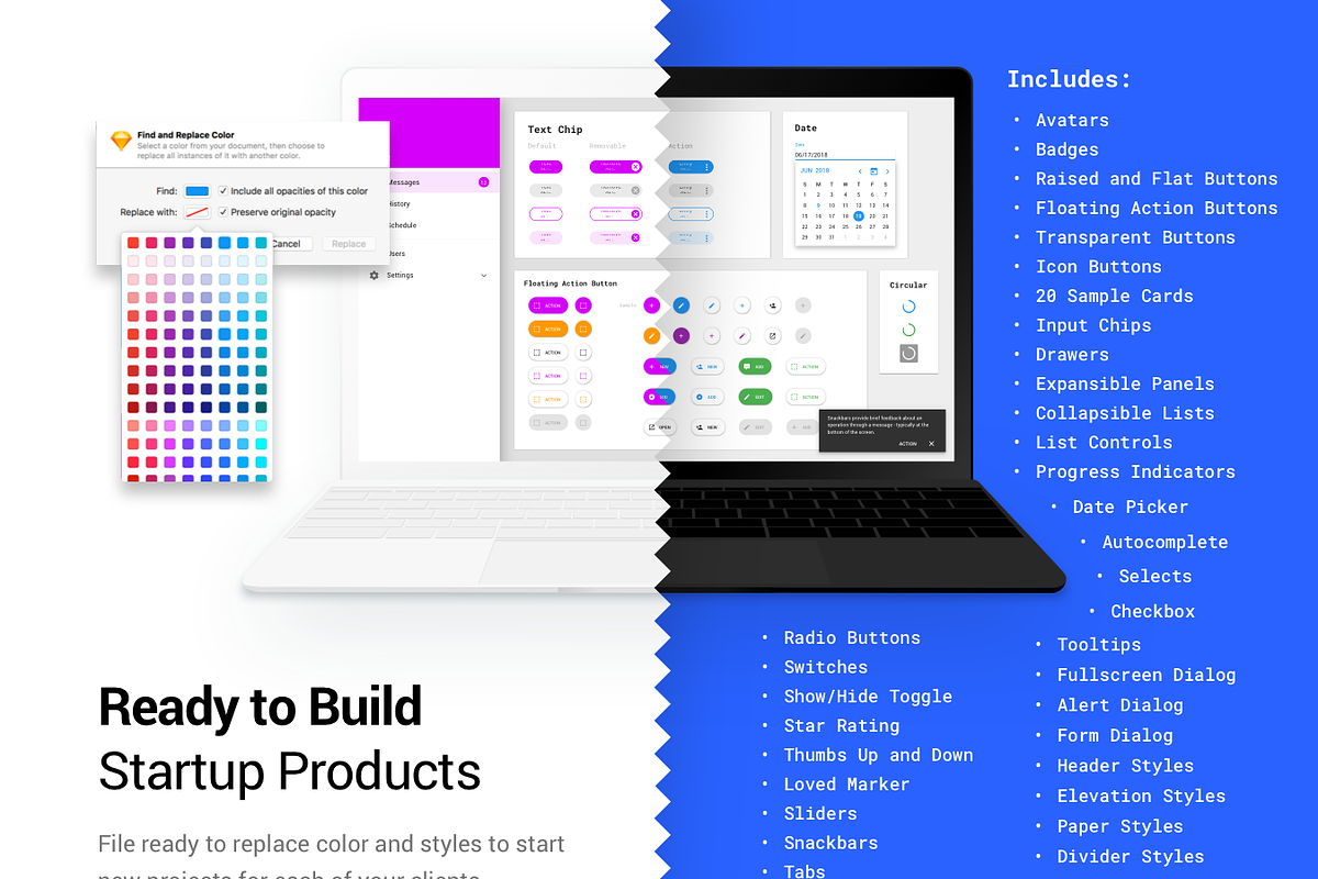 Material Design UI Kit for SketchApp preview 3