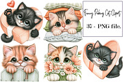 Funny Peeking Cat Clipart PNG Bundle, a Seasonal Illustration by SVGArt (Thumbnail 1 of 5)