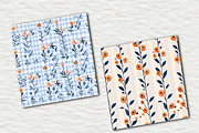 Orange & Blue Floral Pattern Set, a Pattern Graphic by Ink Gallery (Thumbnail 2 of 3)