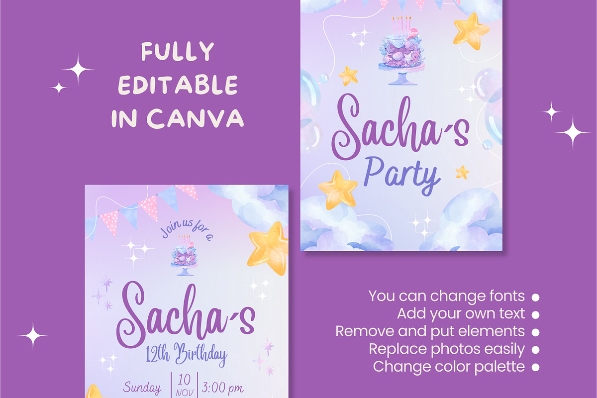 Birthday Party Canva Invitation, a Social Media Template by TemplateCastleStore (Photo 3 of 3)