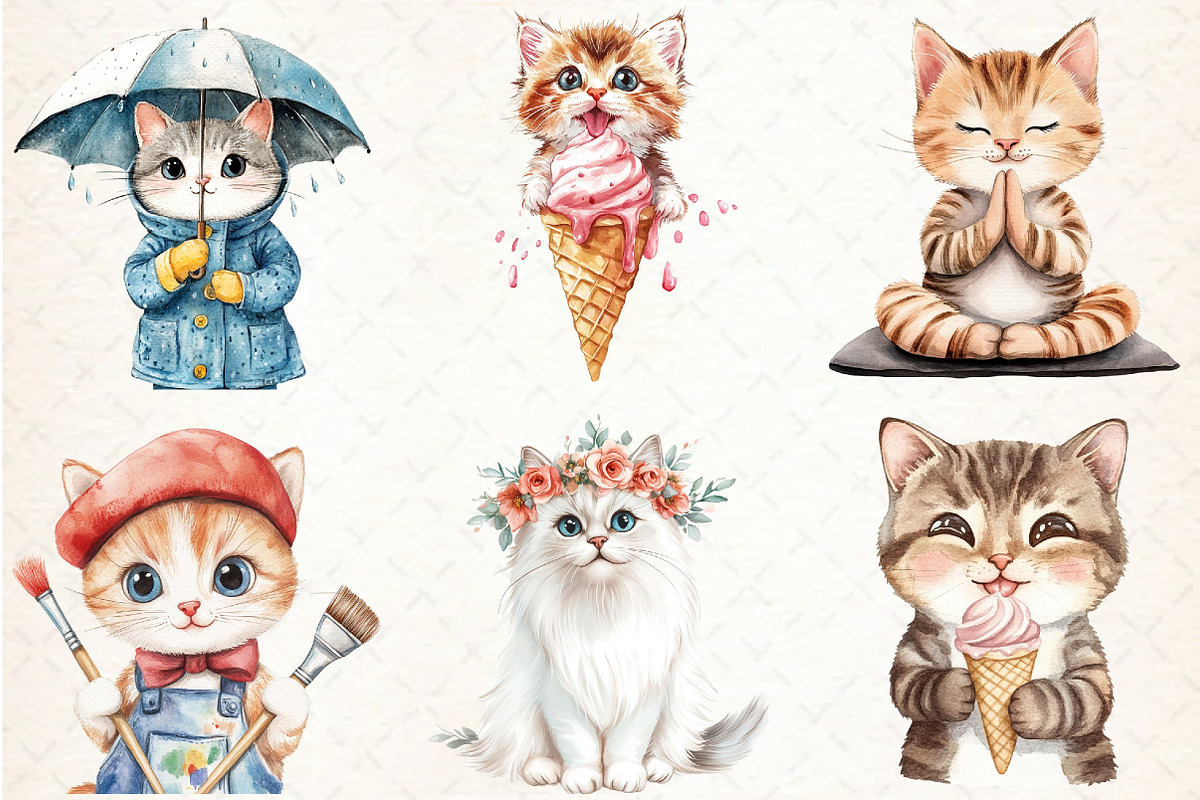 Cute Cat Sublimation Clipart, an Illustration by Libby Wishes (Photo 4 of 7)