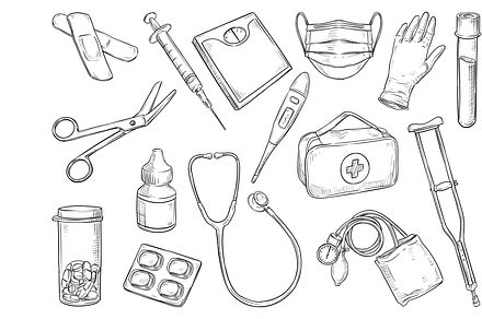 medical handdrawn collection, an Object Graphic by nikagraphic