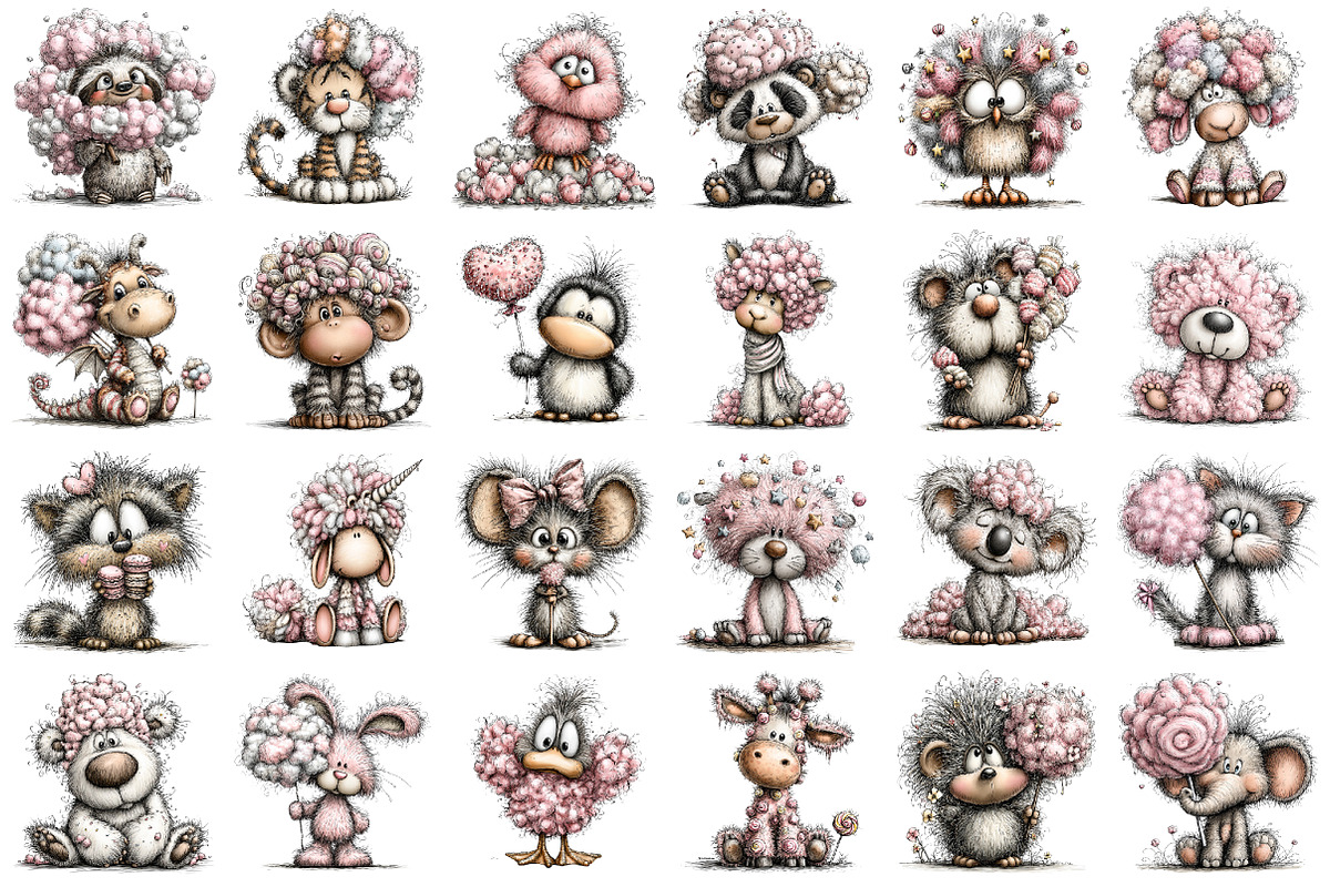 Whimsical Fuzzy Cotton Candy Animals, a Seasonal Illustration by designcity5 (Photo 2 of 5)