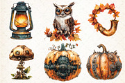 Watercolor Steampunk Autumn Clipart, an Illustration by Libby Wishes (Thumbnail 4 of 9)
