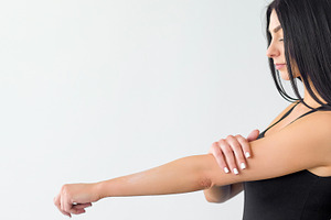 Body treatment shoulder massage woman hand skin, a Person Photo by Photo Drive Studio