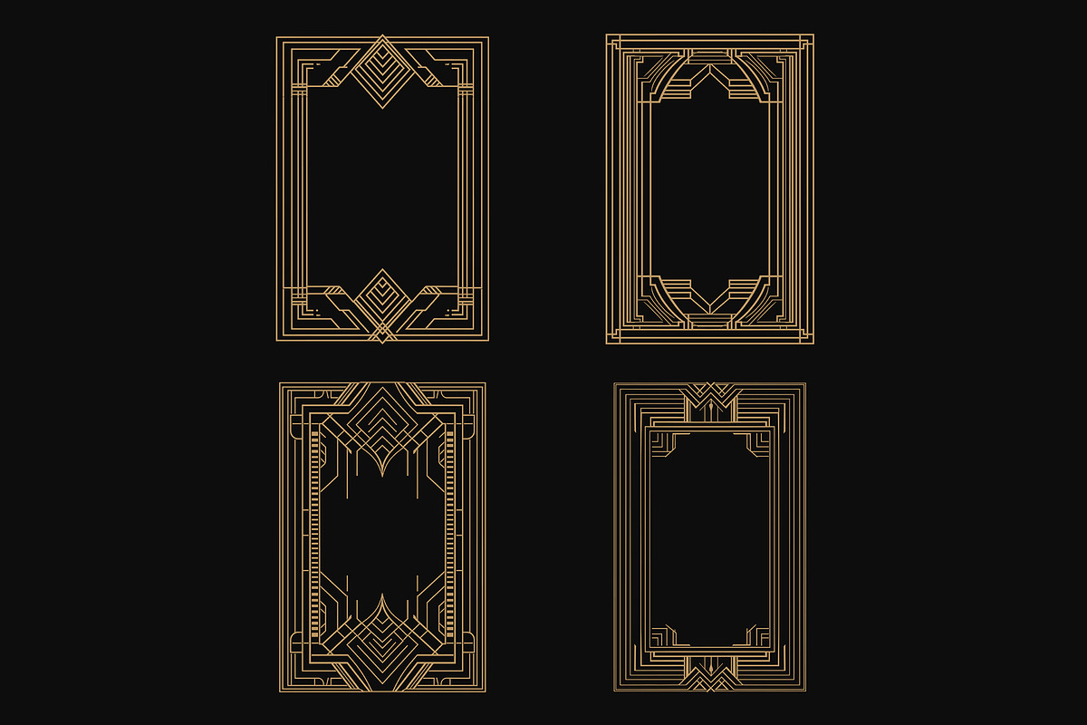 Elegant Art Deco 9 vertical Frames, a Decorative Illustration by Stanislav Kharchevskyi (Photo 3 of 3)