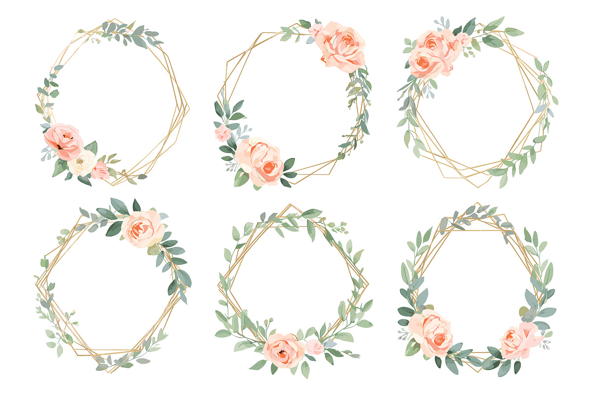 Geometric Floral Frames Set, an Illustration by jahid234 (Photo 14 of 20)