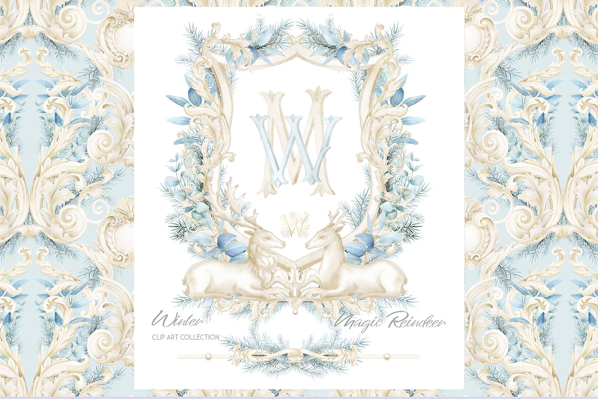 Winter Deer Borders, wedding png, a Decorative Illustration by WonderWonder (Photo 17 of 18)