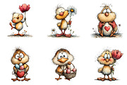 Whimsical Easter Chicken Clipart, an Illustration by CreationArt (Thumbnail 2 of 6)