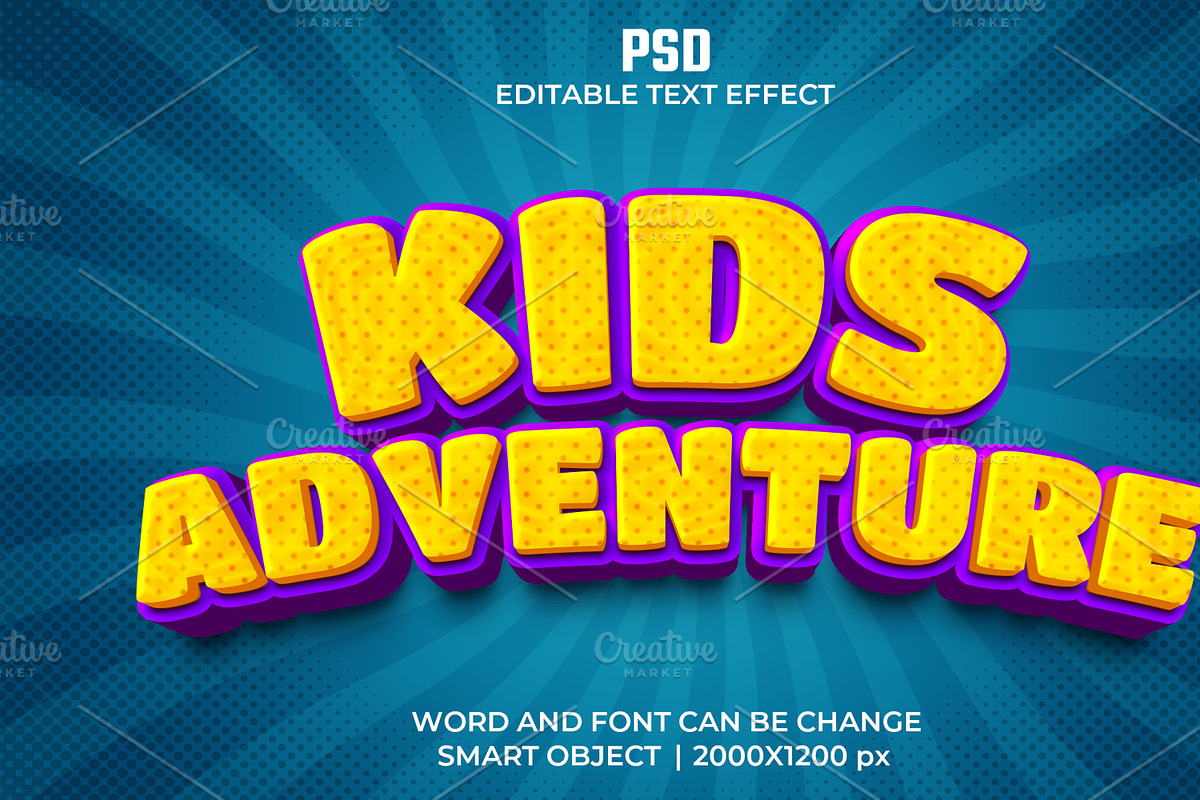 Kids Comic Style 3d Psd Text Effect, a Layer Style Add-On by bdrobin (Photo 2 of 2)