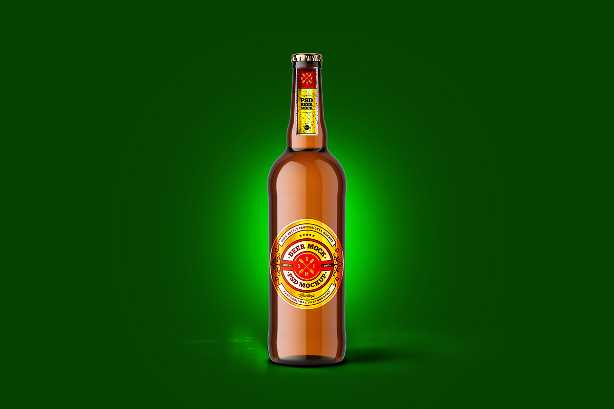 Glass Beer Bottle Mock-Up, a Product Mockup by PSD Market (Photo 7 of 13)