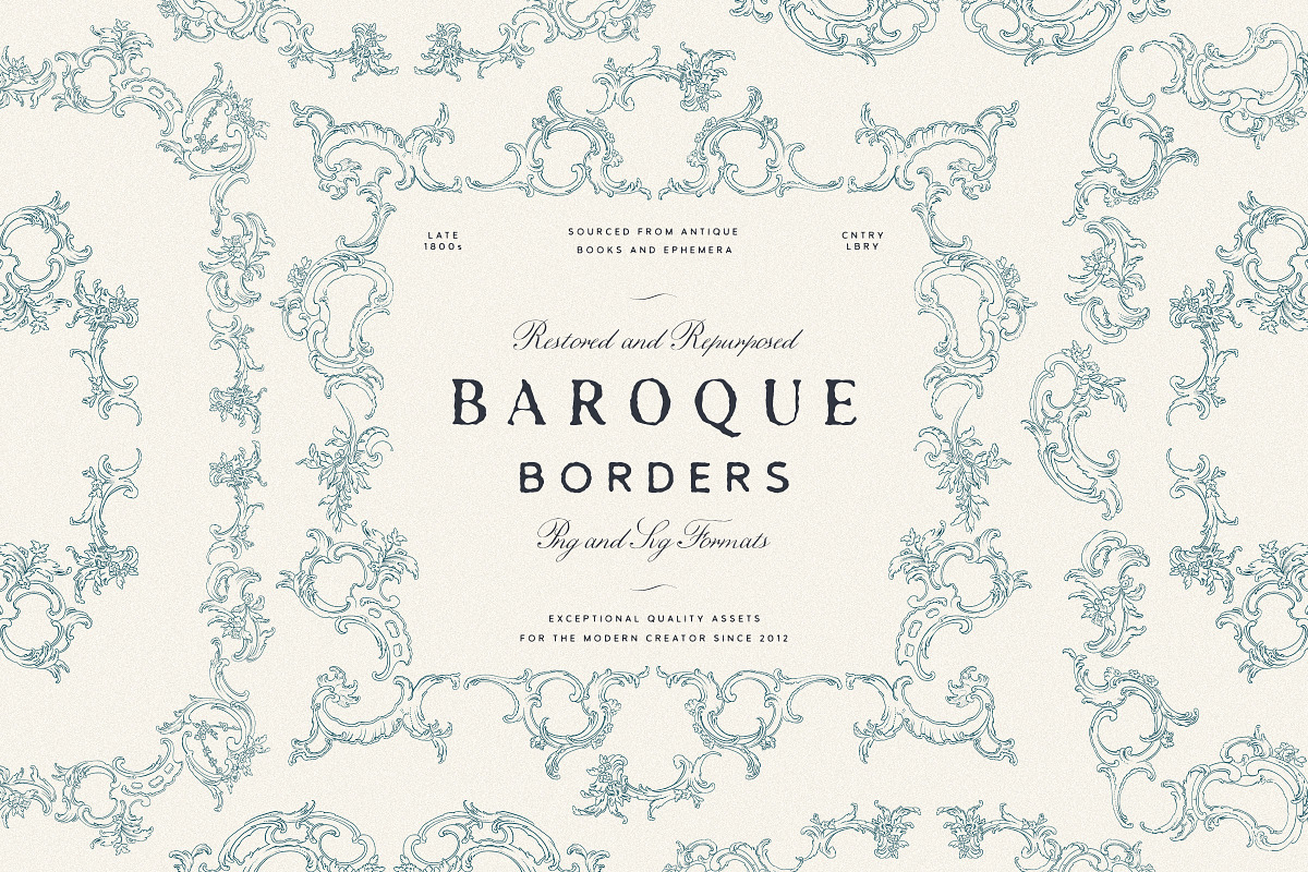 Vintage Baroque Borders PNG and SVG, a Graphic by Century Library (Photo 1 of 9)