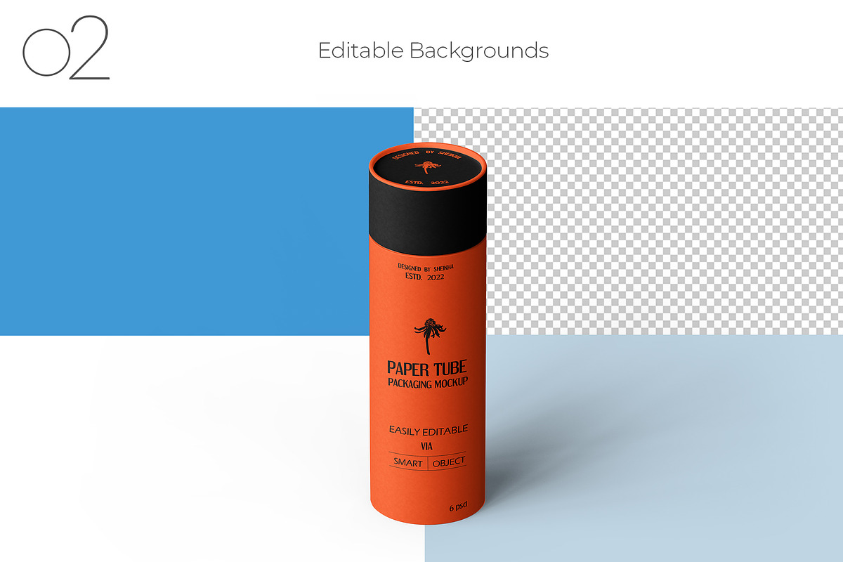 Slim Paper Tube Packaging Mockup Set, a Packaging Mockup by Sheikhadesign (Photo 3 of 11)