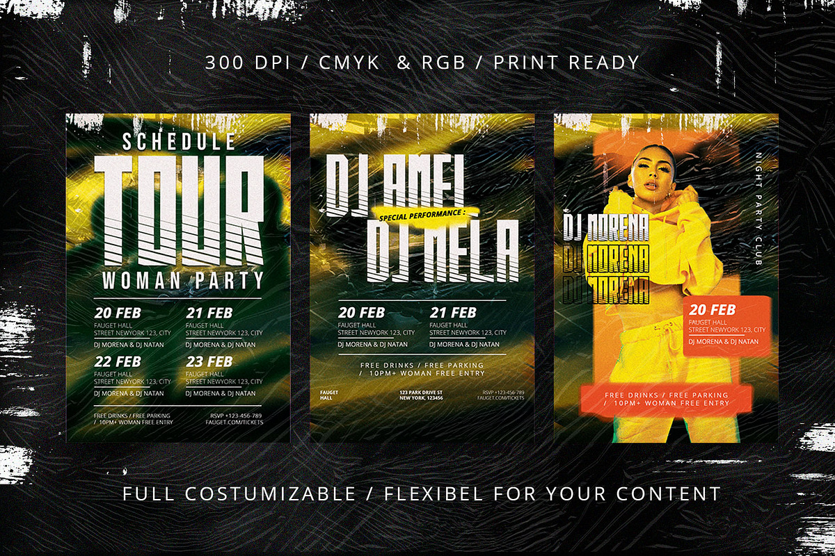 6 Dj Tour Flyer Template - Photoshop, a Flyer Template by Azruca (Photo 1 of 4)