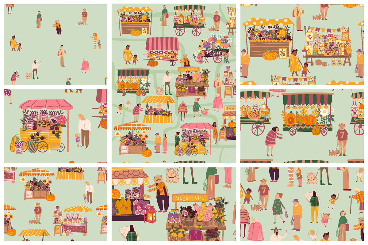 Autumn farm market patterns, a Pattern Graphic by Carpet Tapete Pretzel (Photo 3 of 14)