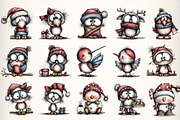 Whimsical Christmas Birds Clipart, an Illustration by Dream Creation (Thumbnail 7 of 7)