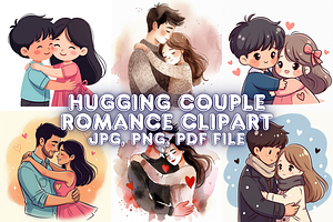 Hugging Couple Romance Clipart, a Seasonal Illustration by Creative design